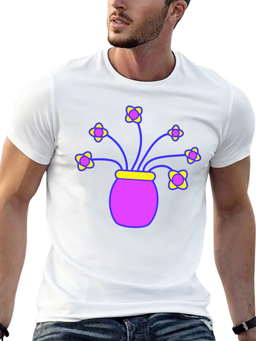 Floral Vase Graphic Tee - Stylish Comfort