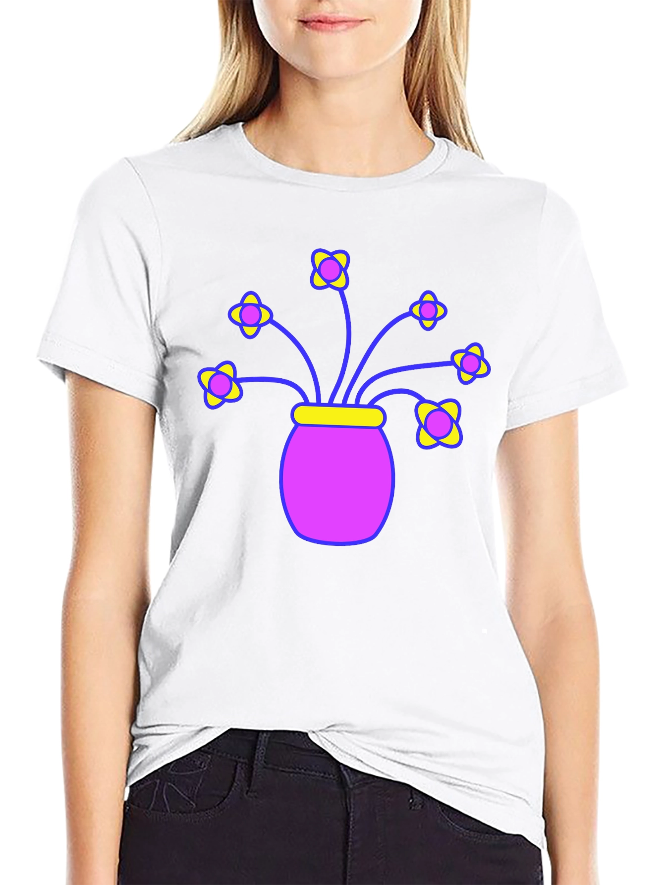 Floral Vase Graphic Tee - Stylish Comfort