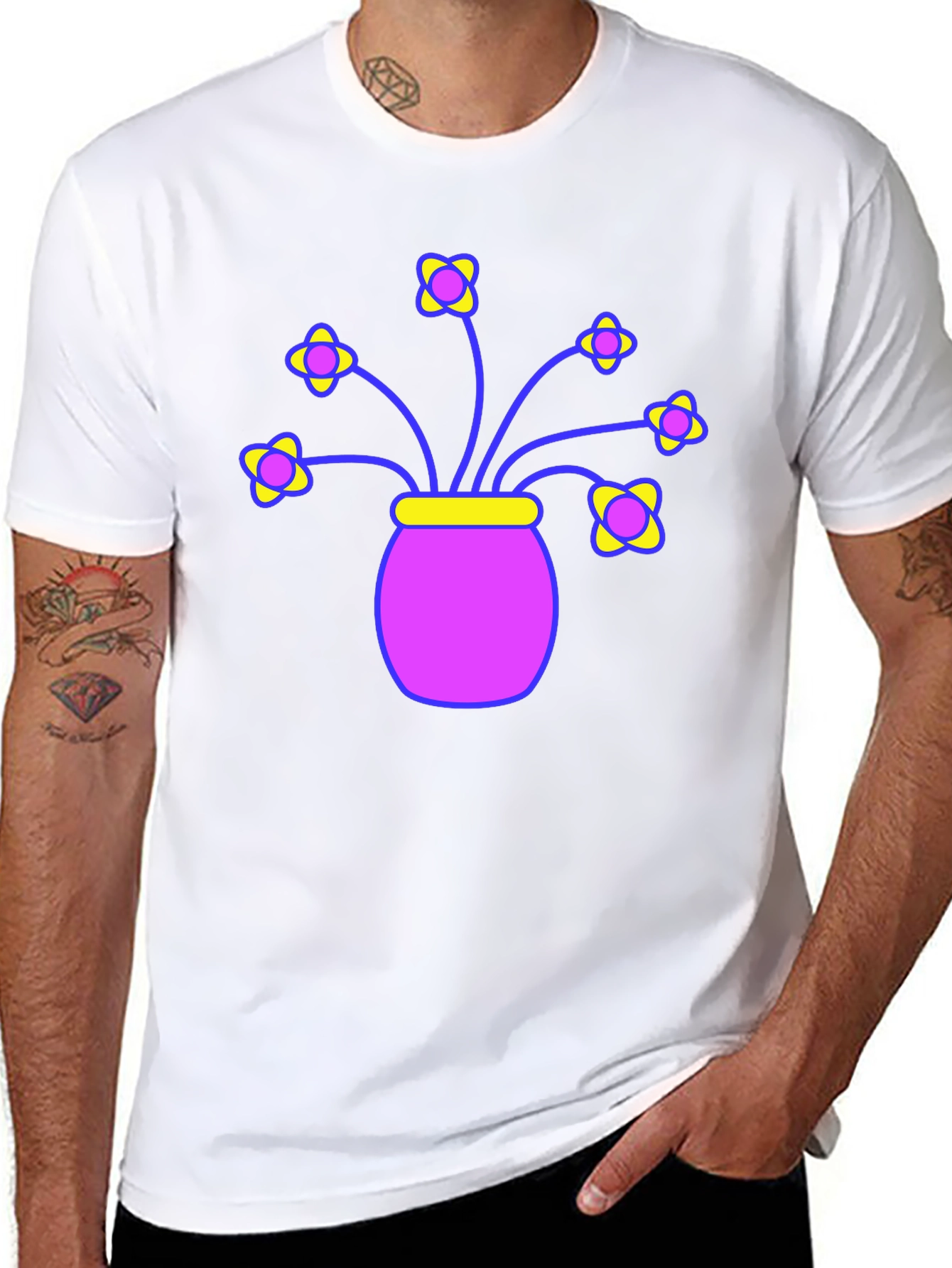 Floral Vase Graphic Tee - Stylish Comfort