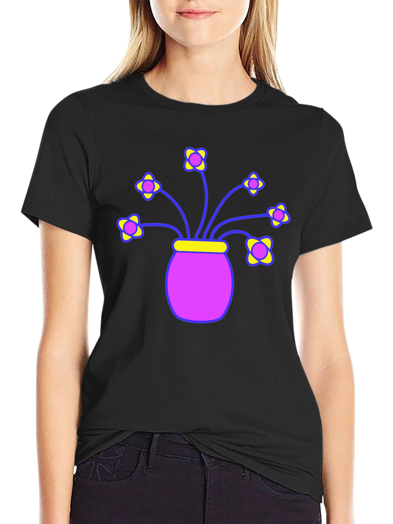 Floral Vase Graphic Tee - Stylish Comfort
