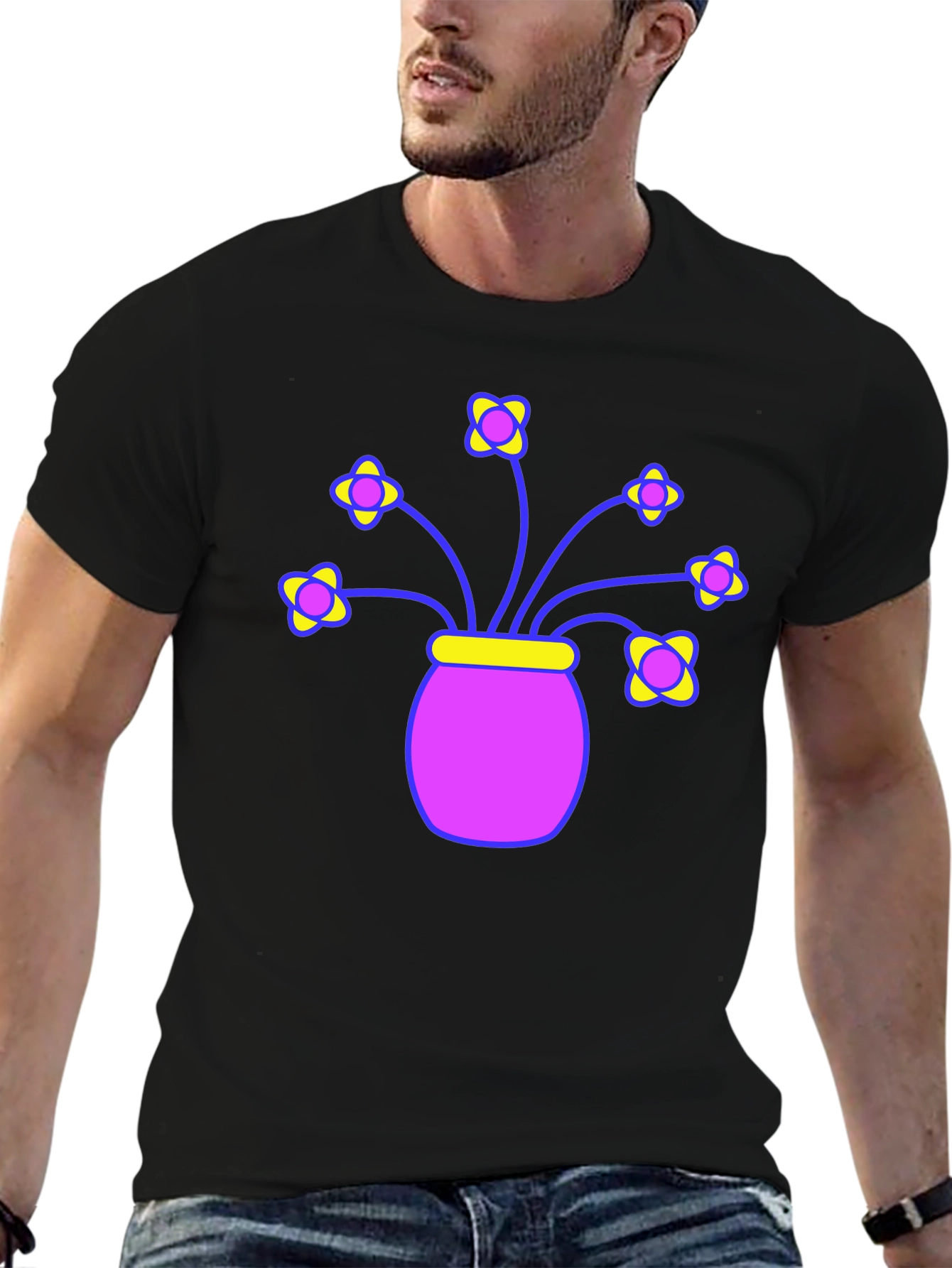 Floral Vase Graphic Tee - Stylish Comfort