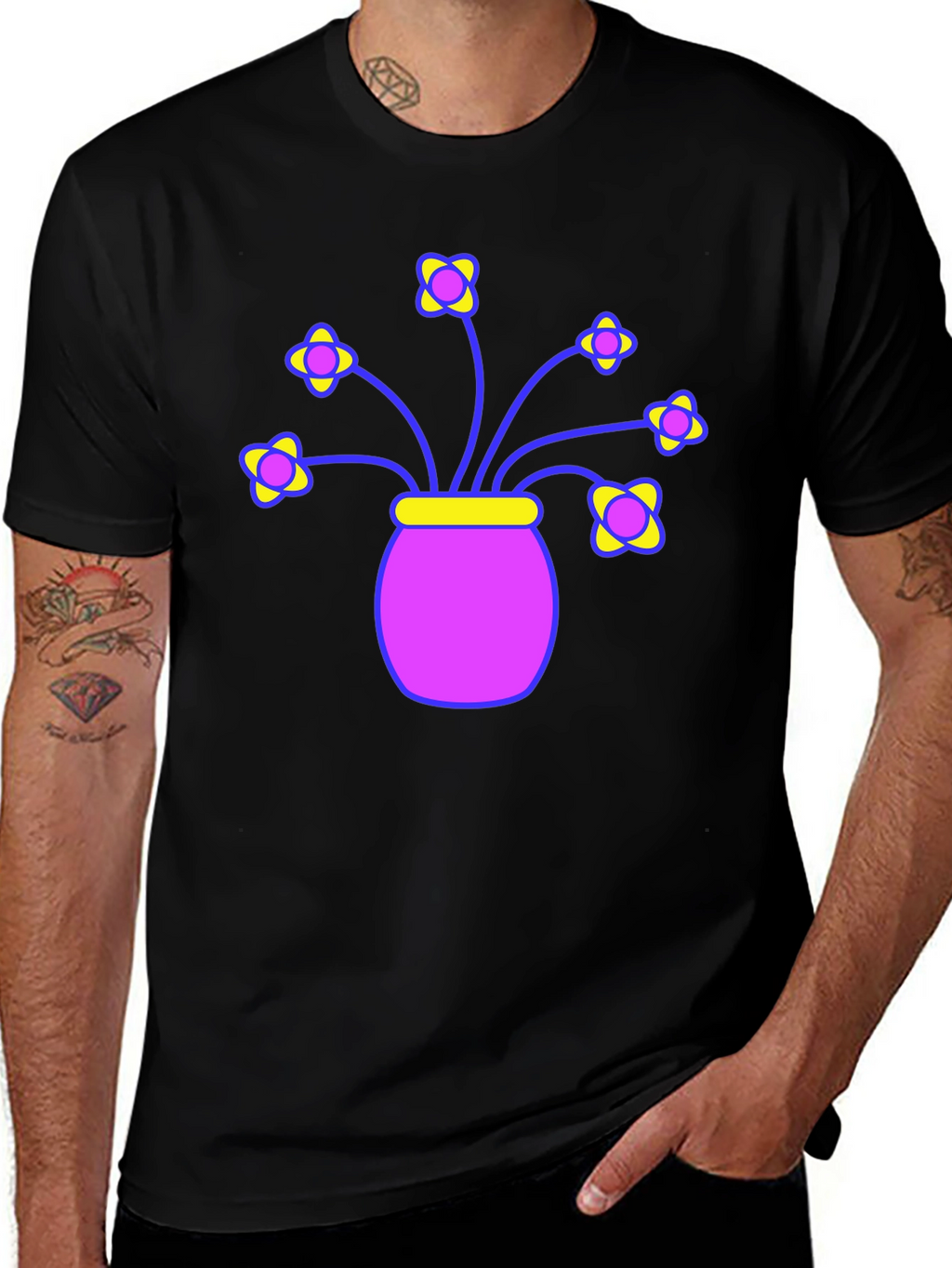 Floral Vase Graphic Tee - Stylish Comfort