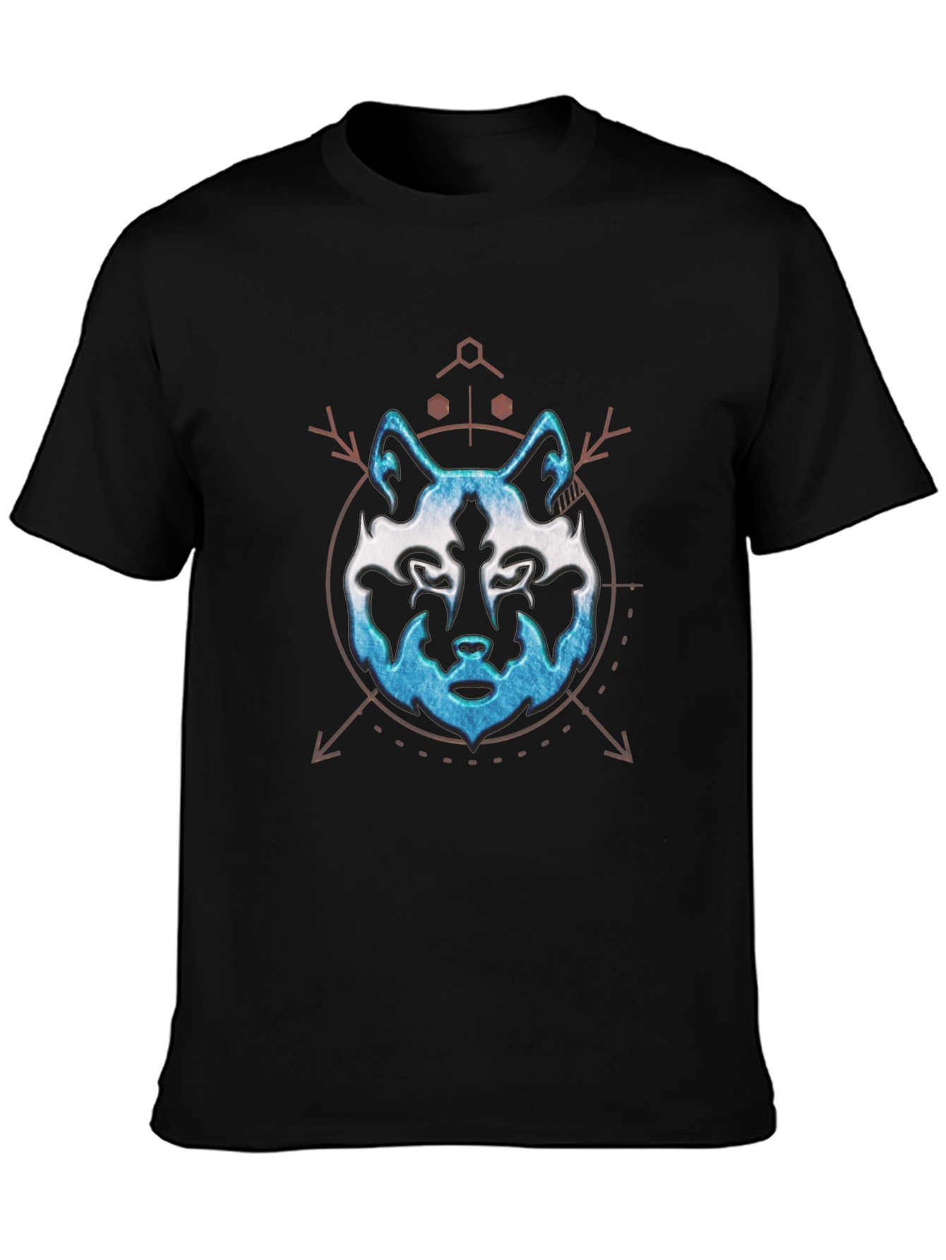 Mens Black Wolf Graphic Print T-Shirt
