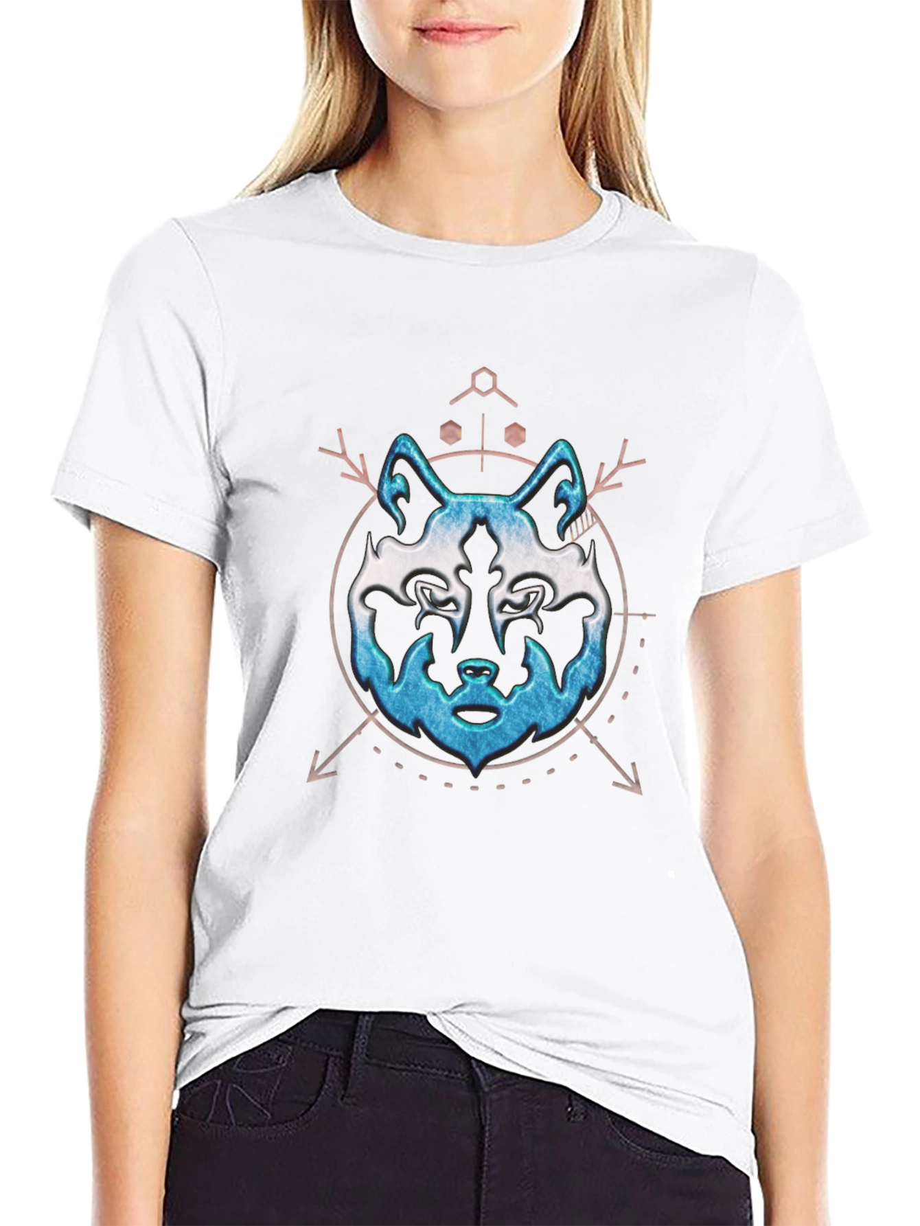 Mens Black Wolf Graphic Print T-Shirt