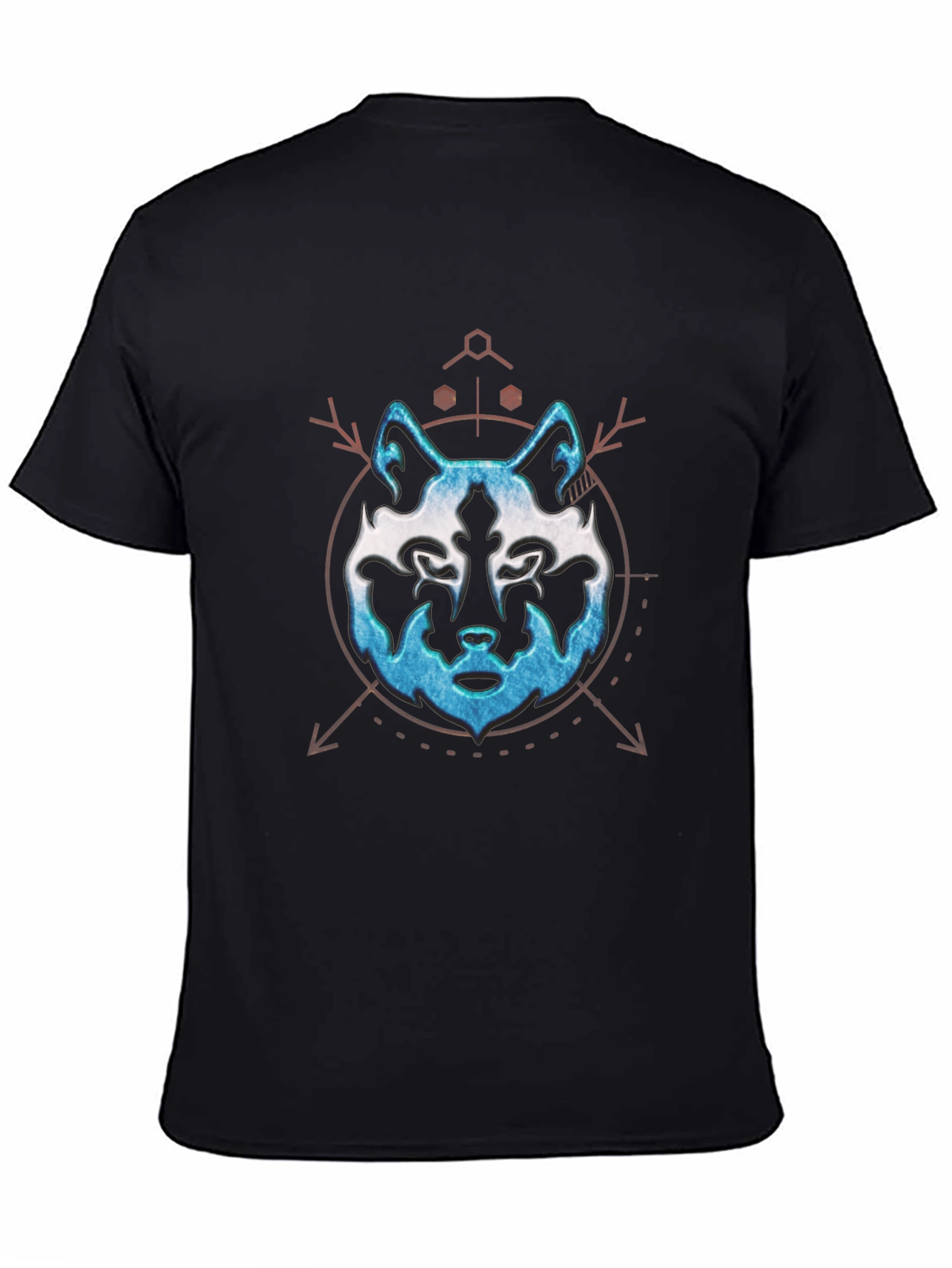 Mens Black Wolf Graphic Print T-Shirt