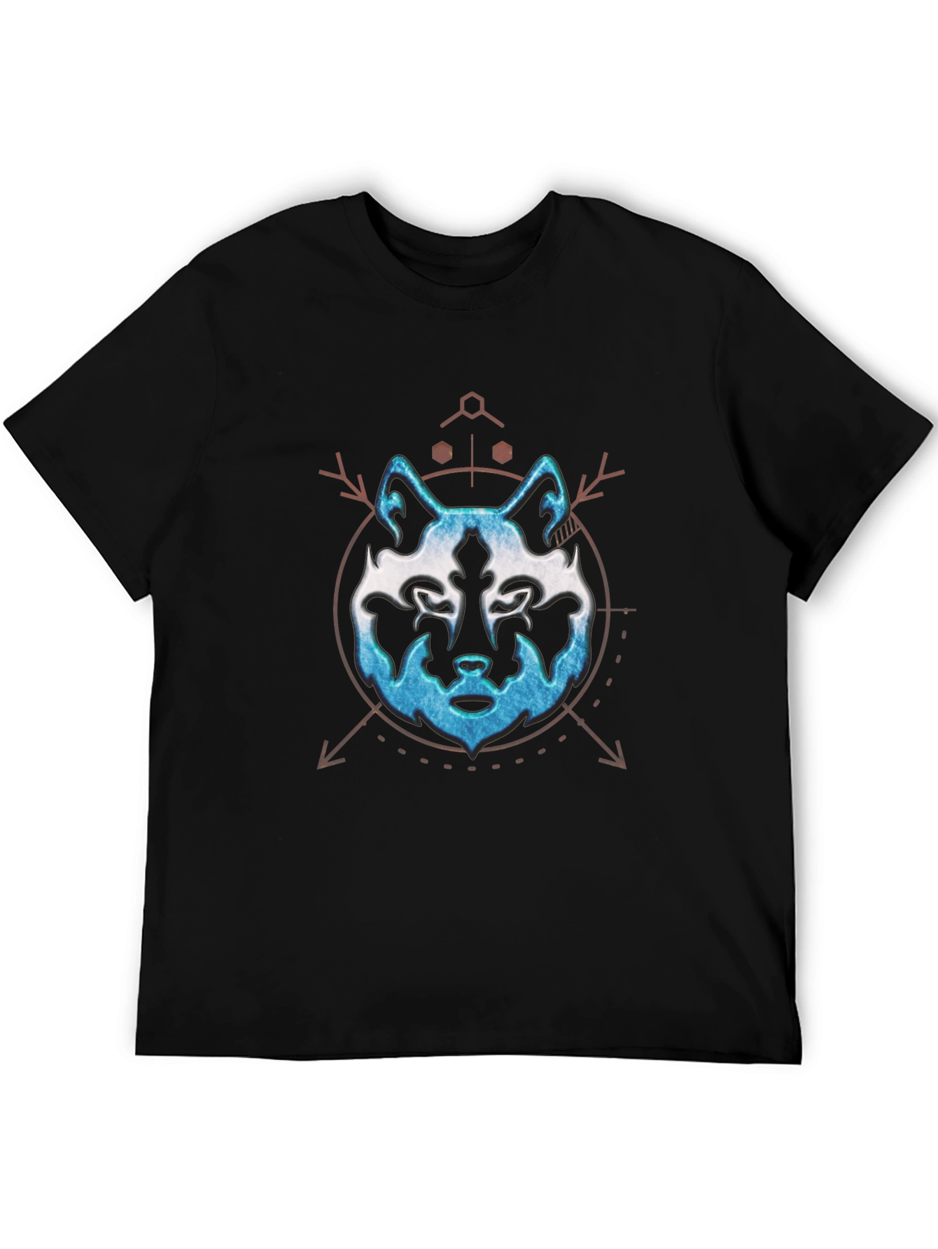 Mens Black Wolf Graphic Print T-Shirt