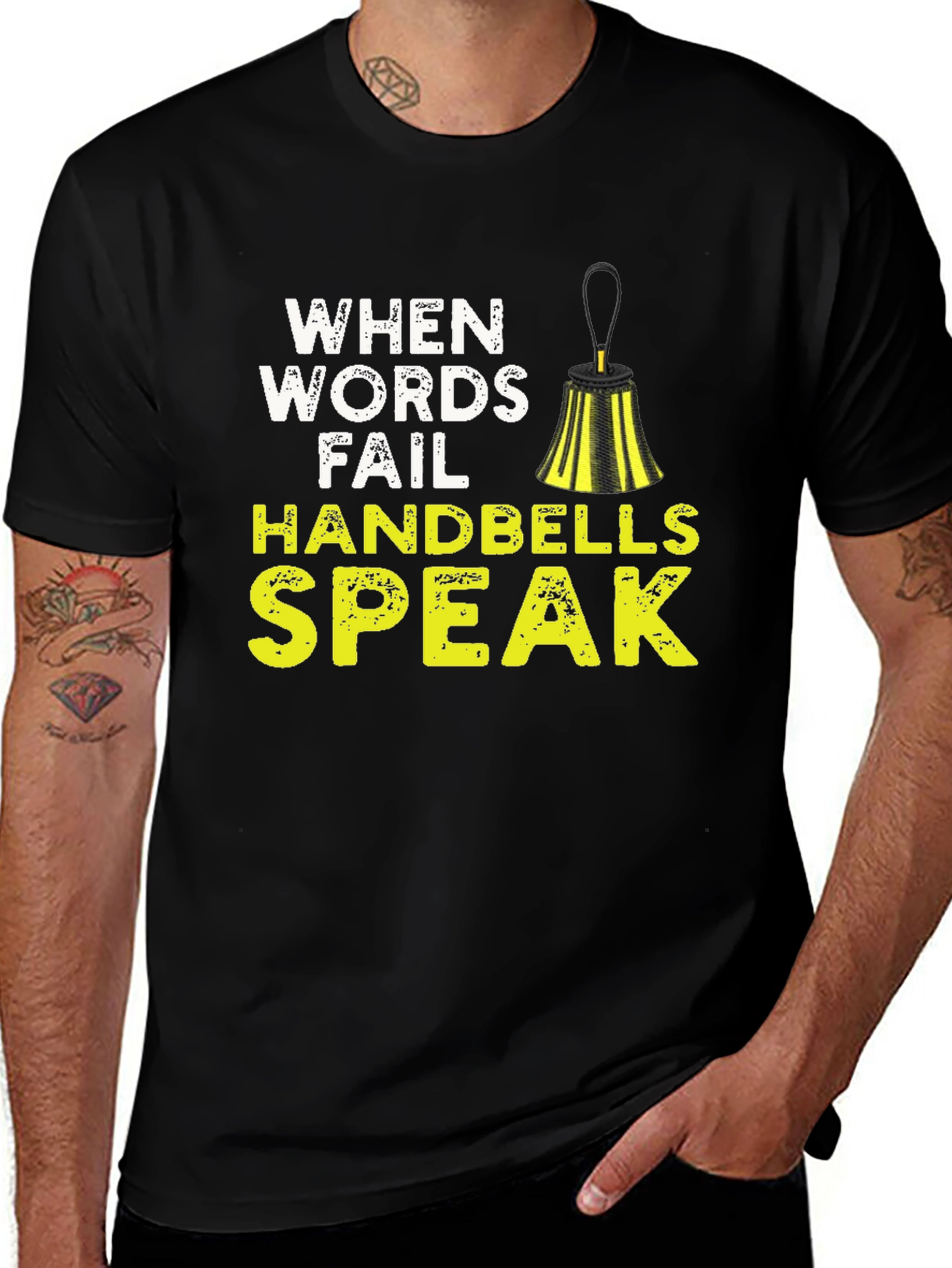 When Words Fail Handbells Speak Black T-Shirt