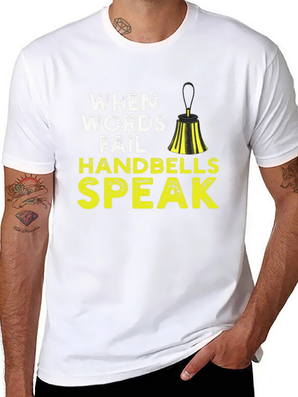 When Words Fail Handbells Speak Black T-Shirt