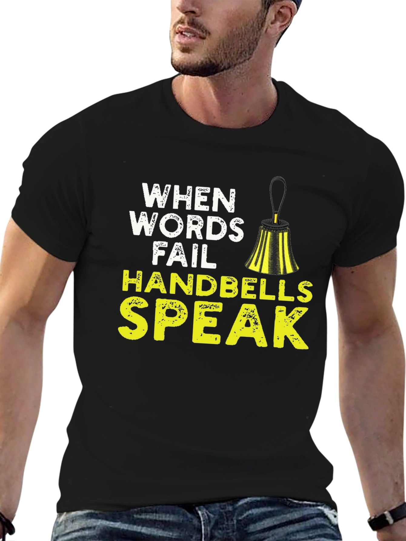 When Words Fail Handbells Speak Black T-Shirt