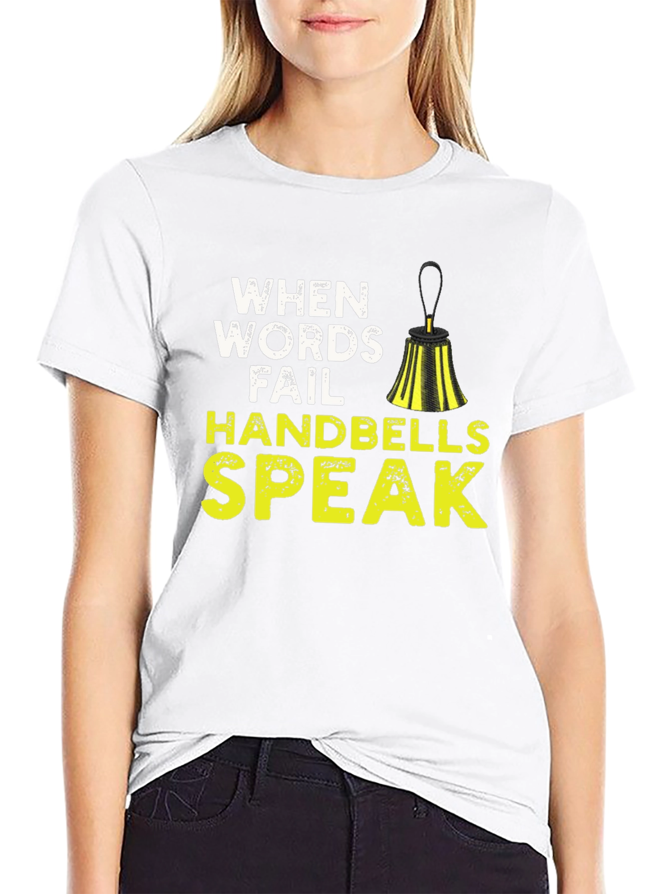 When Words Fail Handbells Speak Black T-Shirt