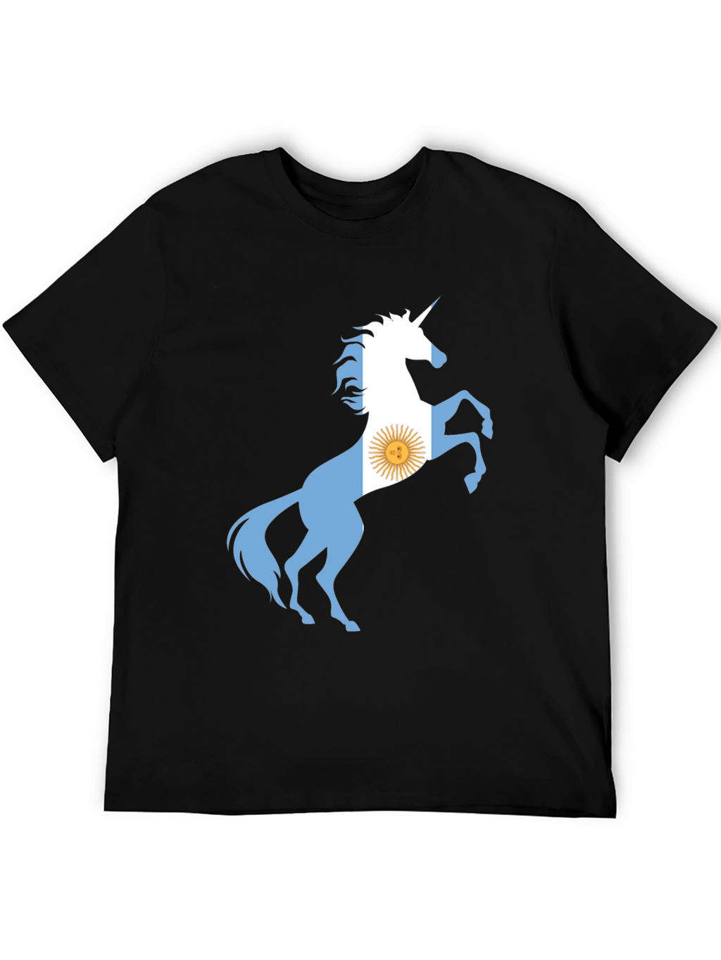 Argentina Flag Unicorn Black T-Shirt