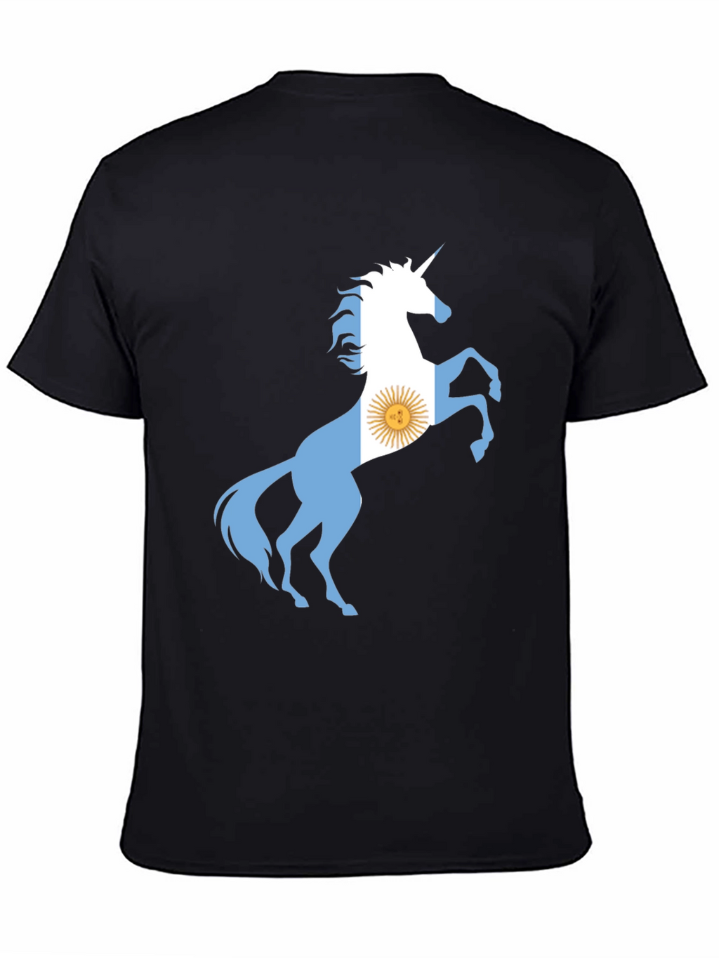 Argentina Flag Unicorn Black T-Shirt