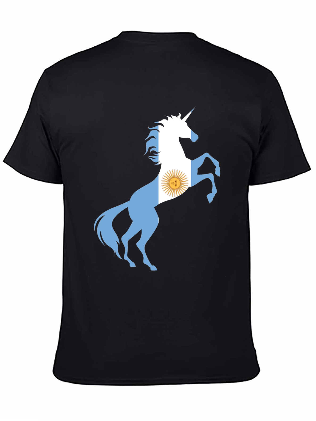 Argentina Flag Unicorn Black T-Shirt