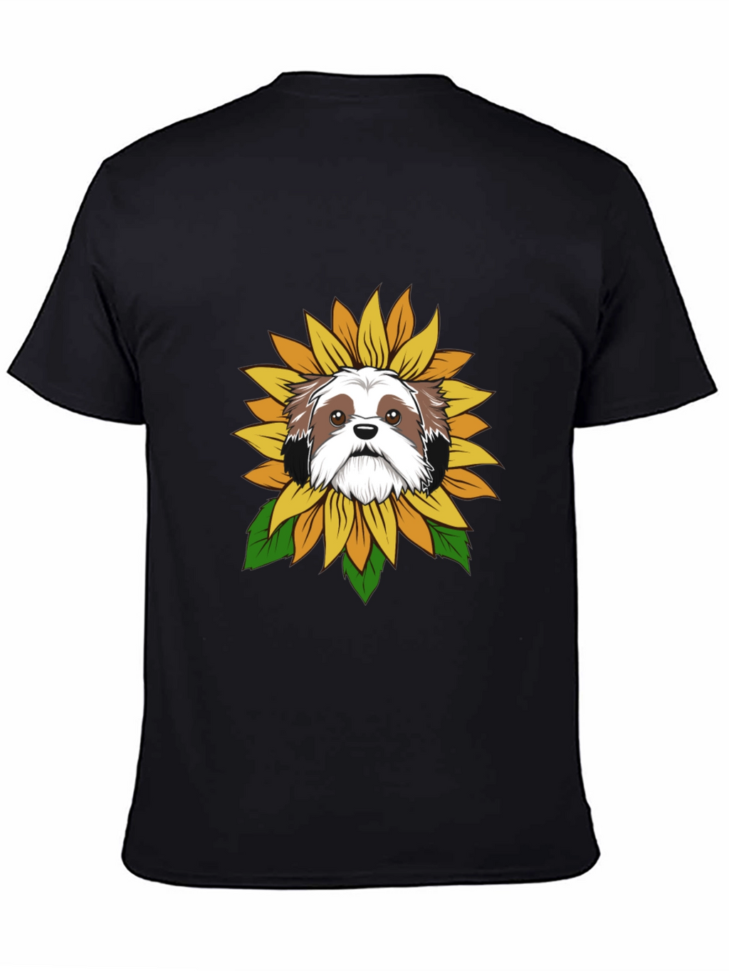 Shih Tzu Sunflower Graphic Tee - Black