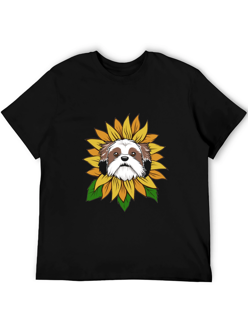 Shih Tzu Sunflower Graphic Tee - Black