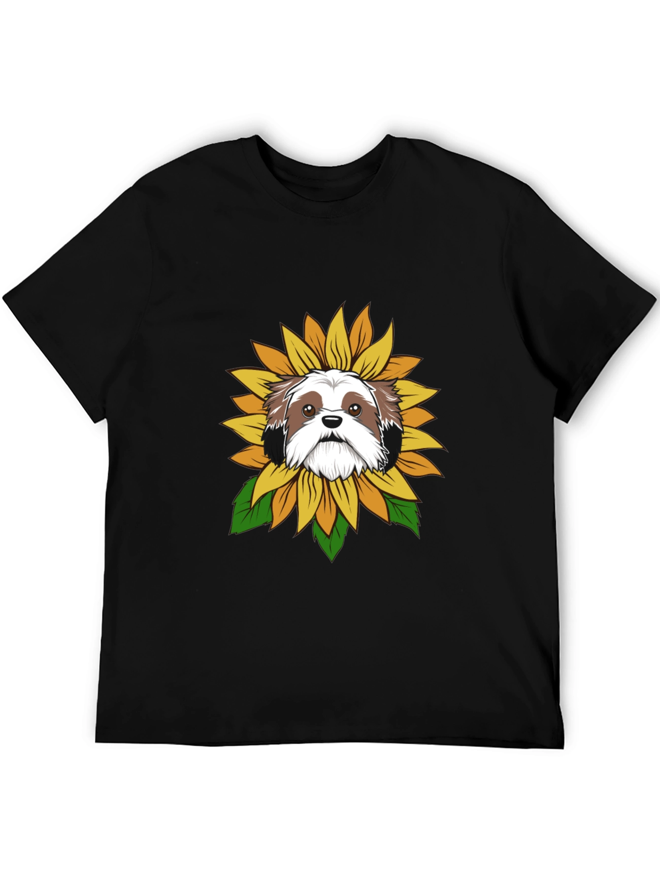 Shih Tzu Sunflower Graphic Tee - Black