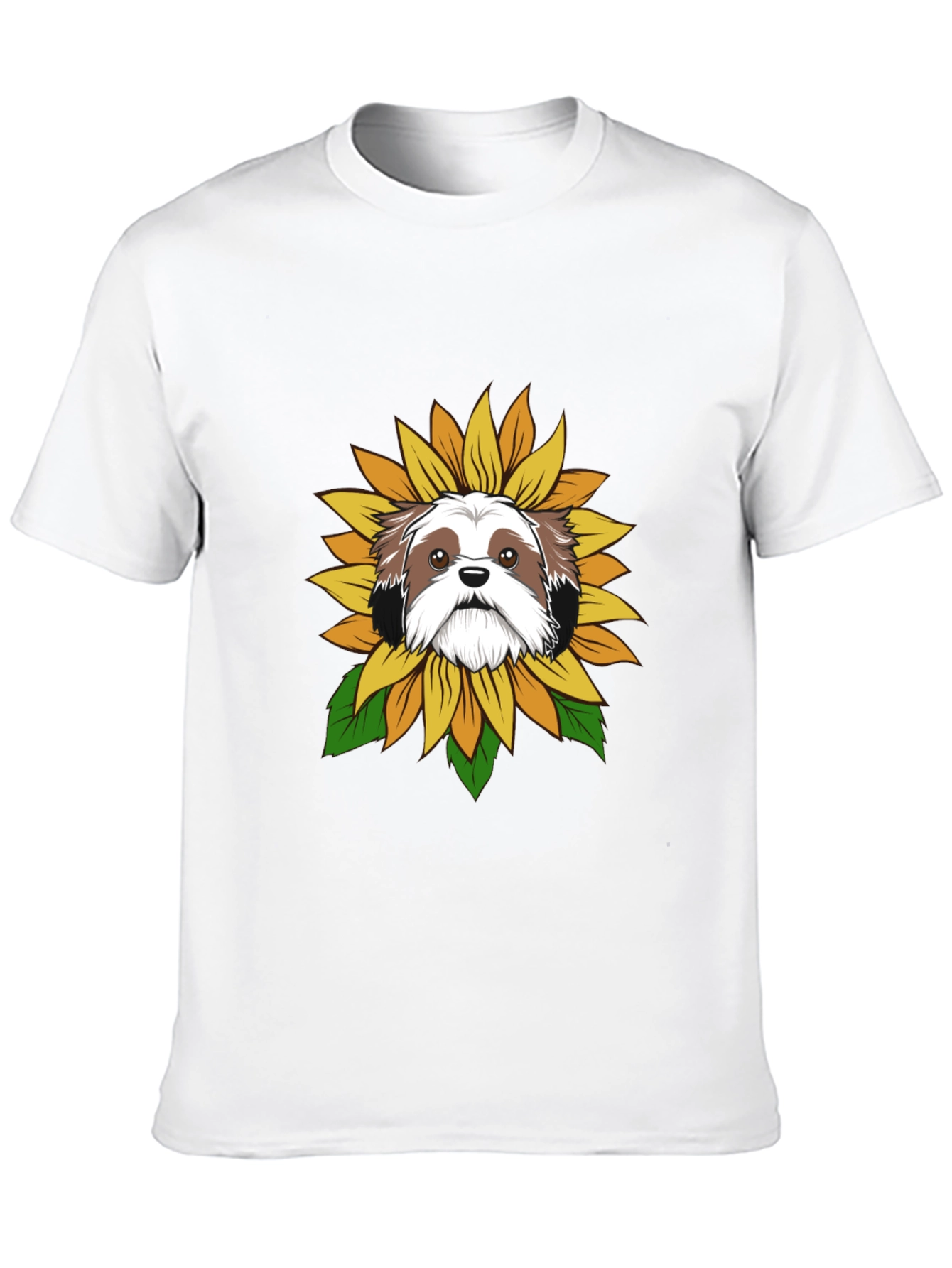 Shih Tzu Sunflower Graphic Tee - Black