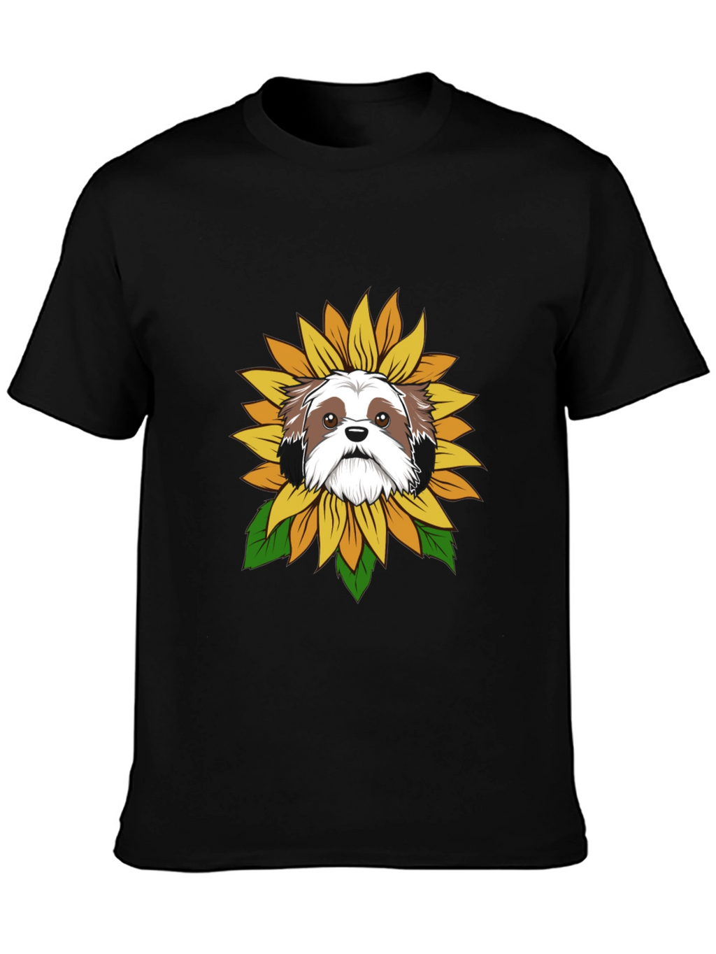 Shih Tzu Sunflower Graphic Tee - Black