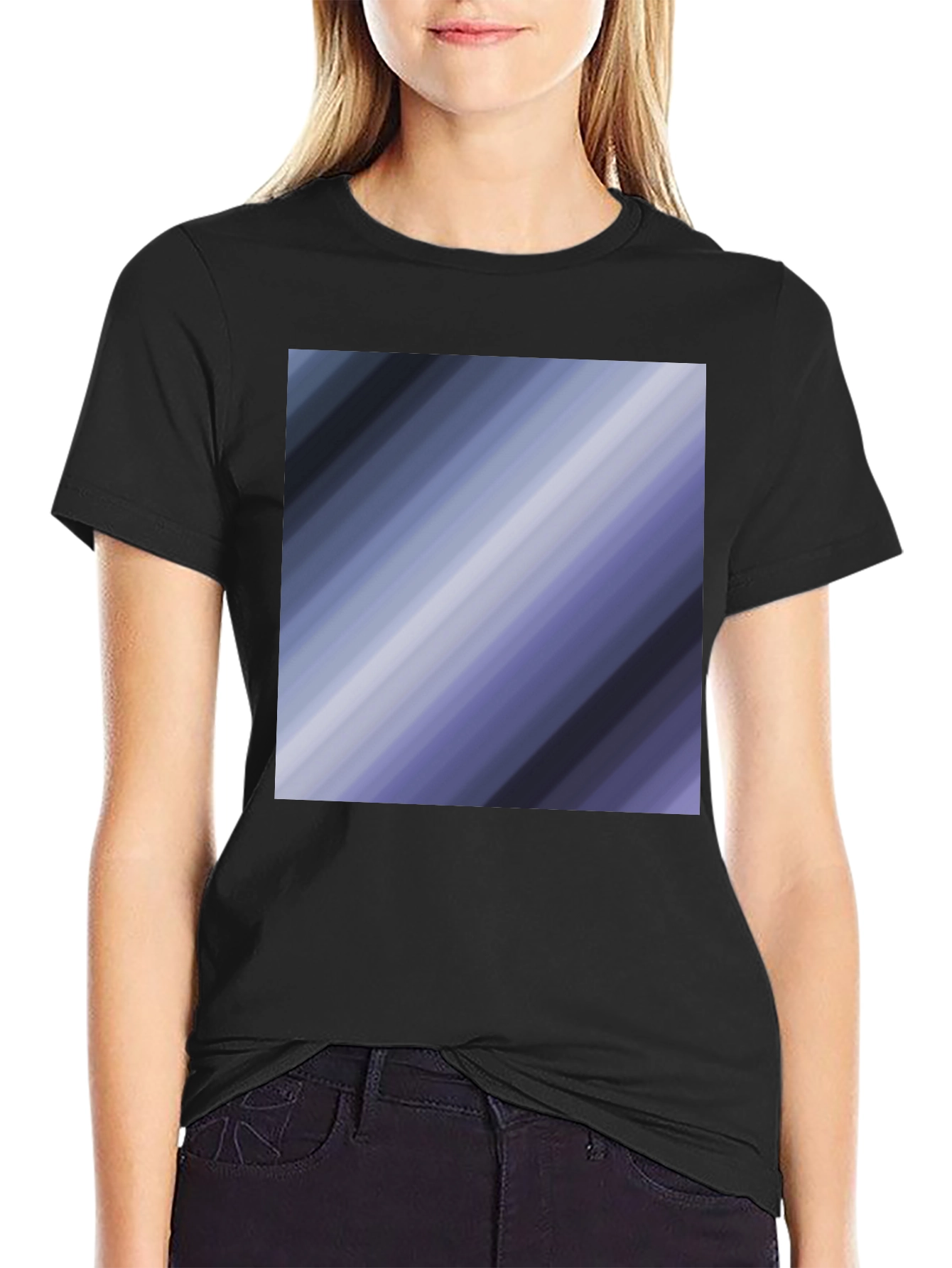 Mens Graphic Tee - Striped Diagonal Design - Casual Comfort
