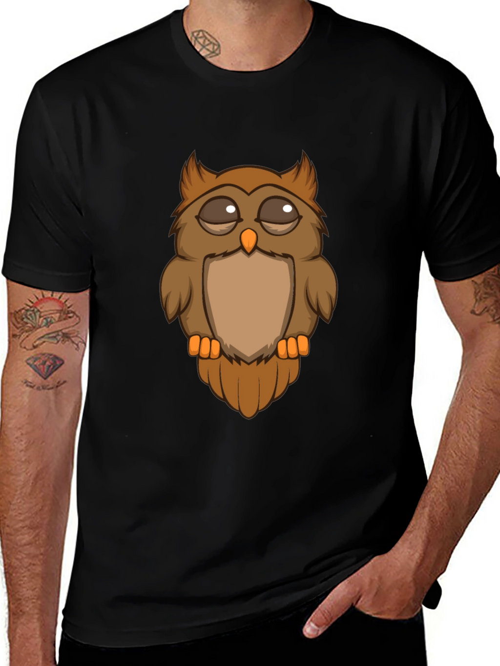 Cool Owl Graphic Tee - Mens Black T-Shirt