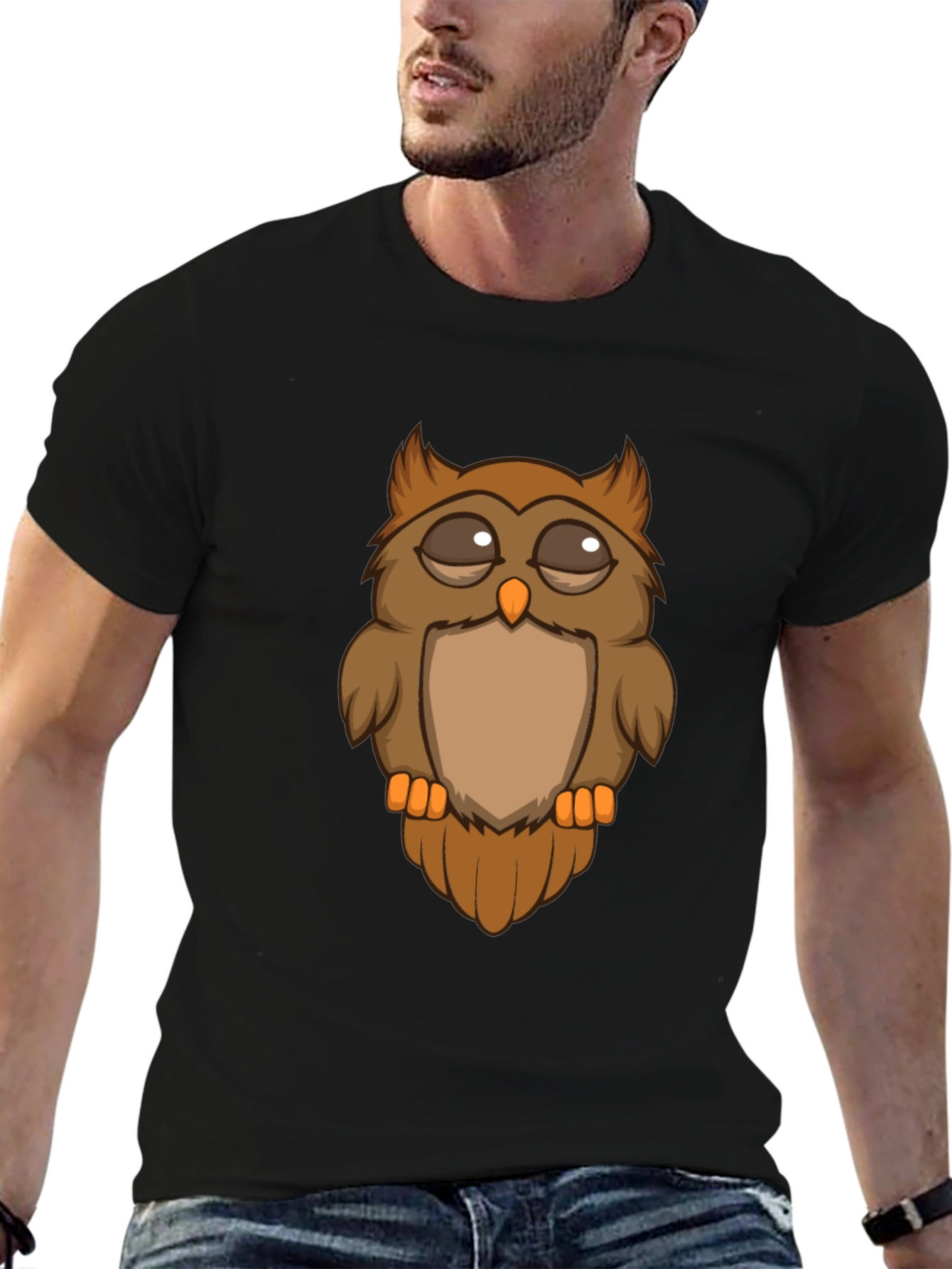 Cool Owl Graphic Tee - Mens Black T-Shirt