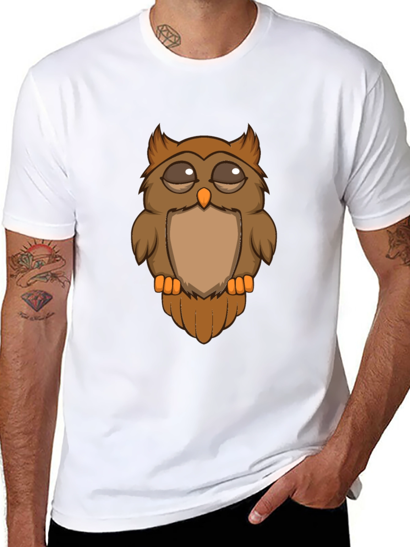 Cool Owl Graphic Tee - Mens Black T-Shirt