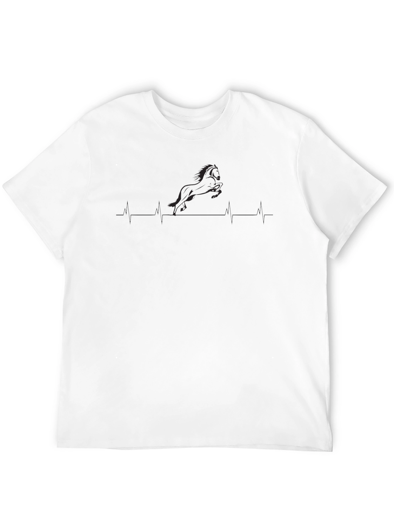 Horse Heartbeat Graphic T-Shirt - Black