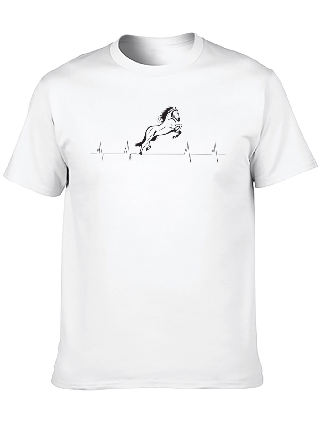 Horse Heartbeat Graphic T-Shirt - Black