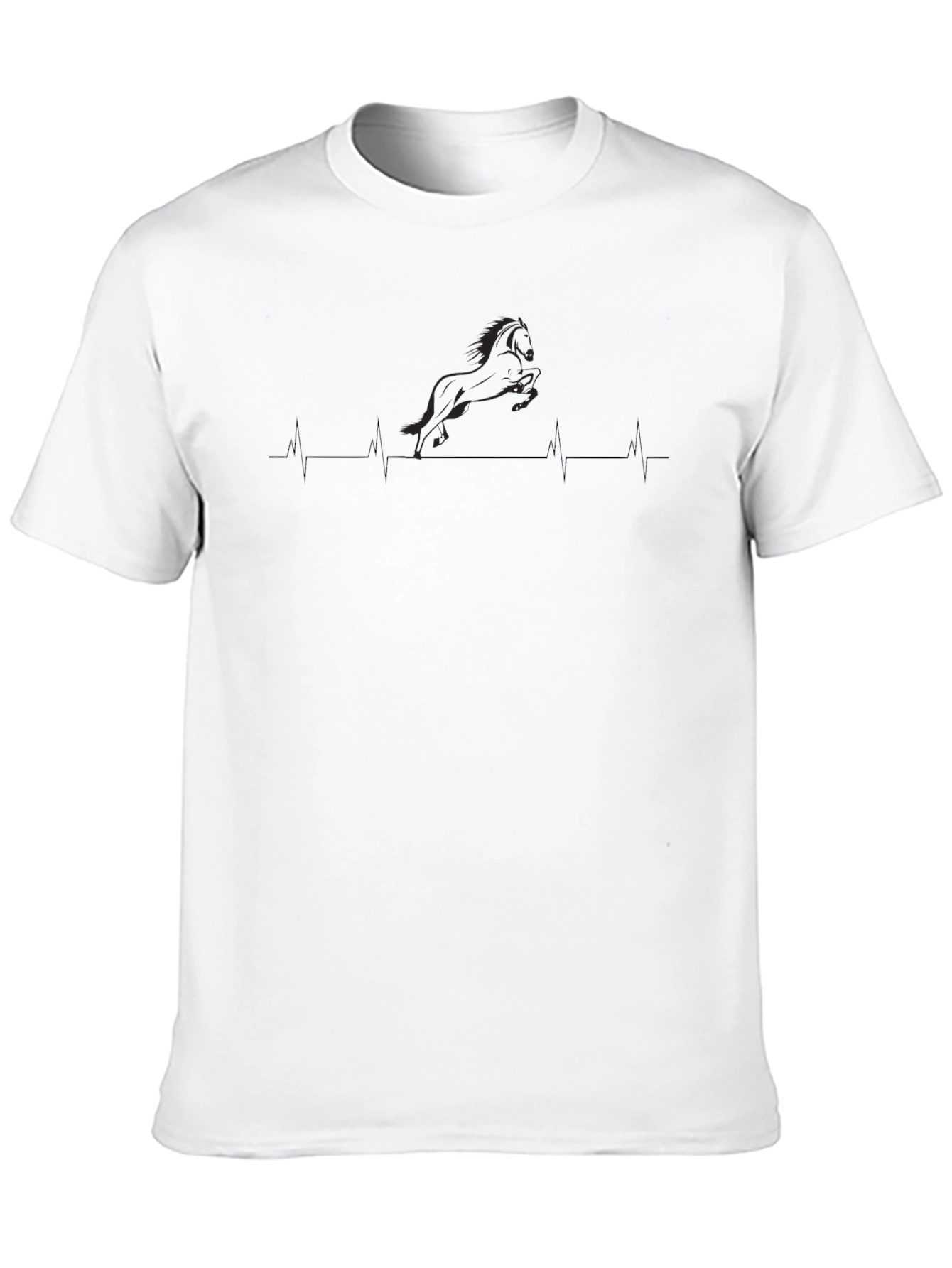 Horse Heartbeat Graphic T-Shirt - Black