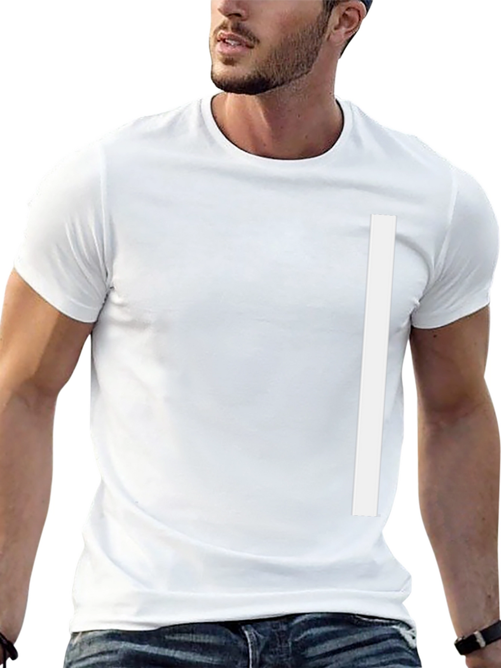 Minimalist Black T-Shirt with White Stripe Design