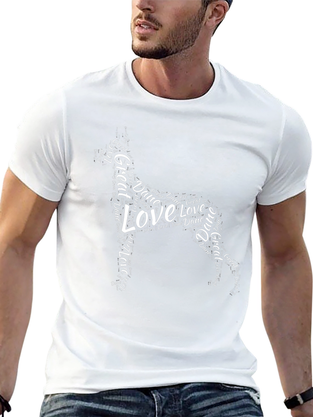 Great Dane Love Word Art Black T-Shirt