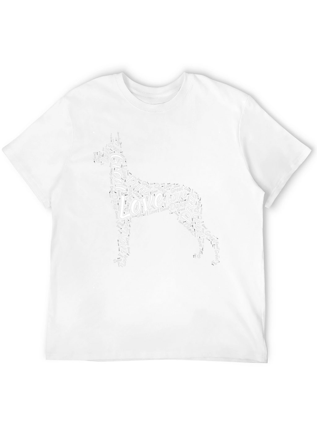 Great Dane Love Word Art Black T-Shirt