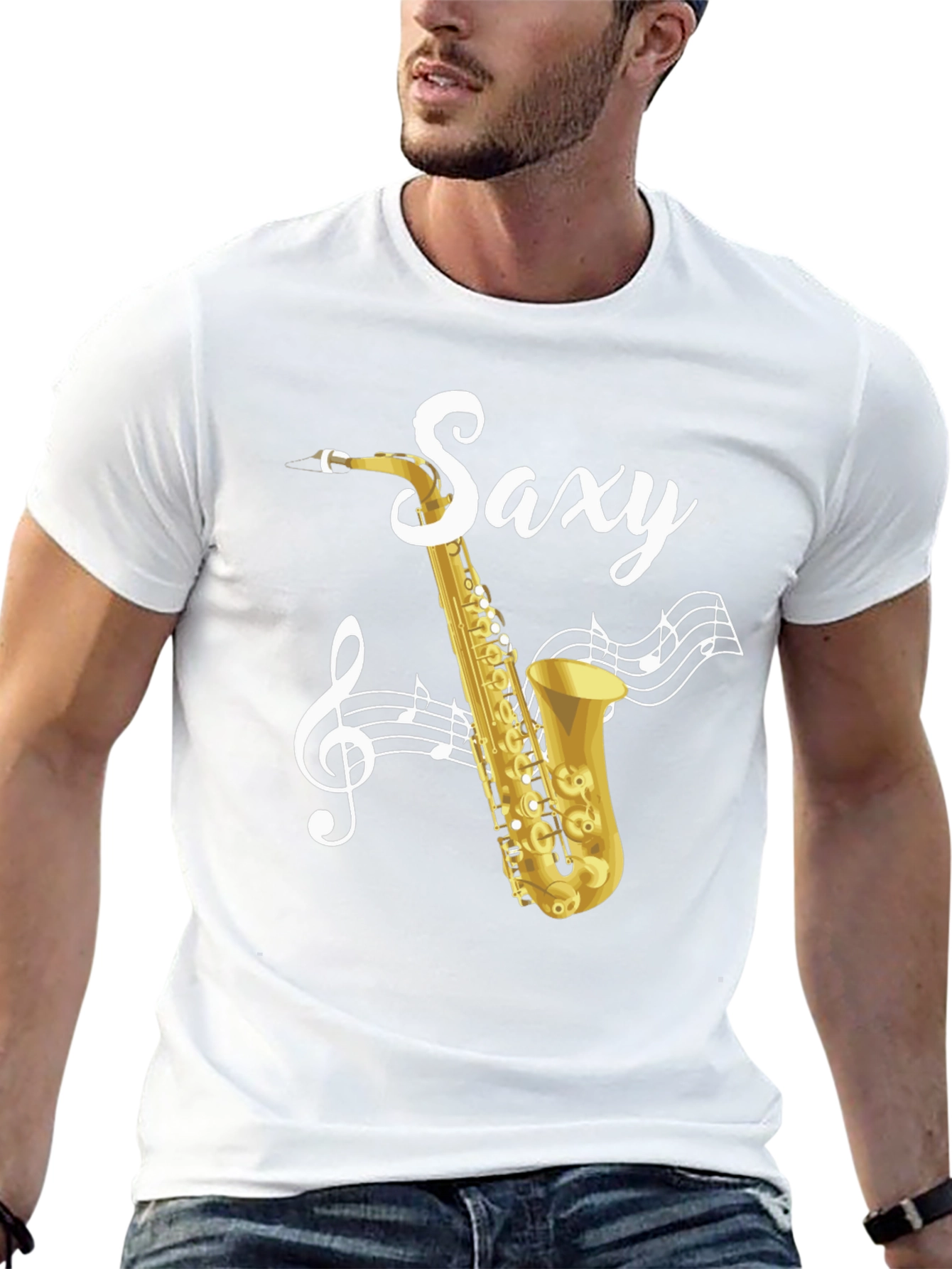 Saxy Saxophone Music Notes Graphic T-Shirt