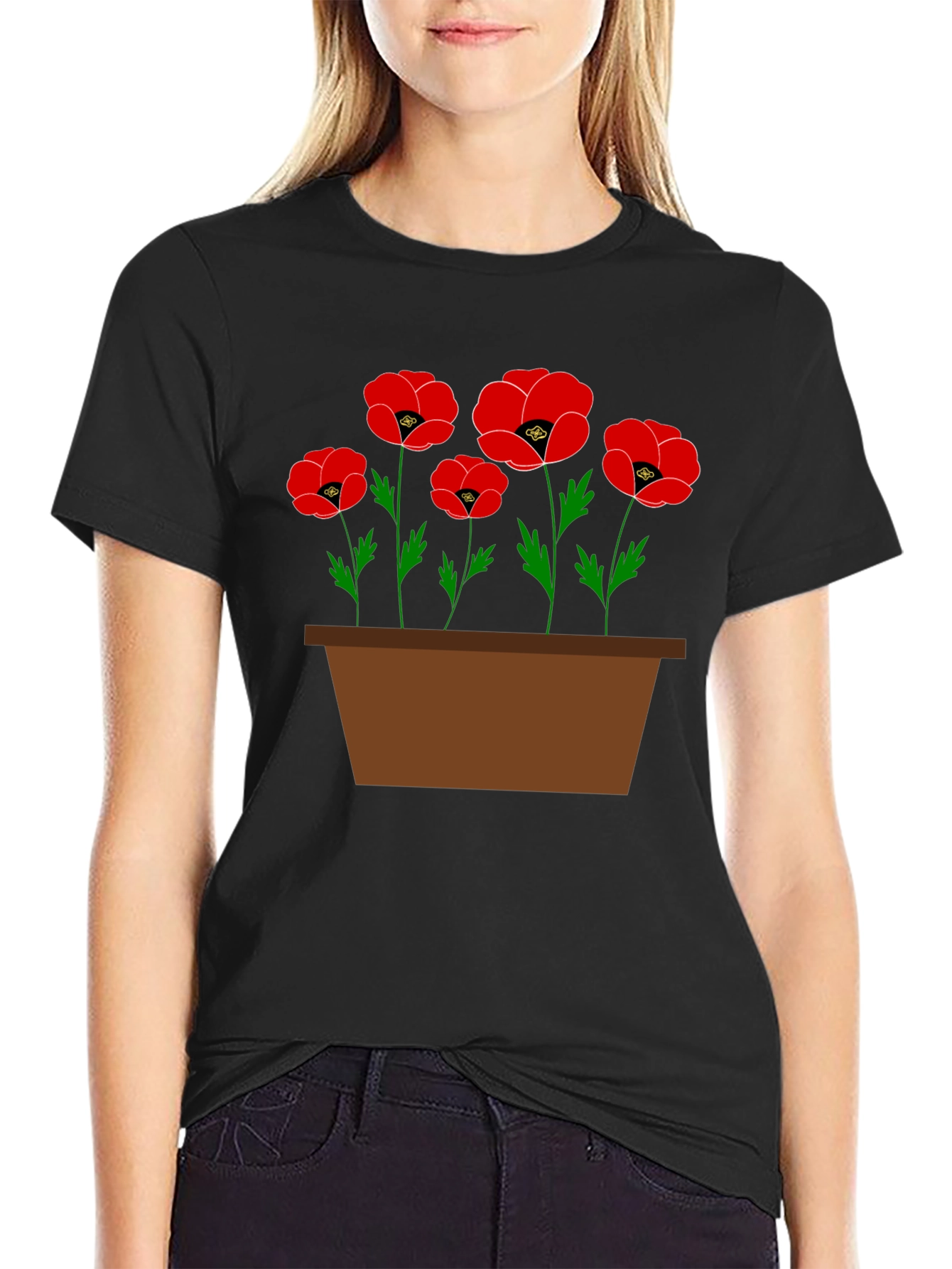 Poppy Flower Pot Graphic T-Shirt
