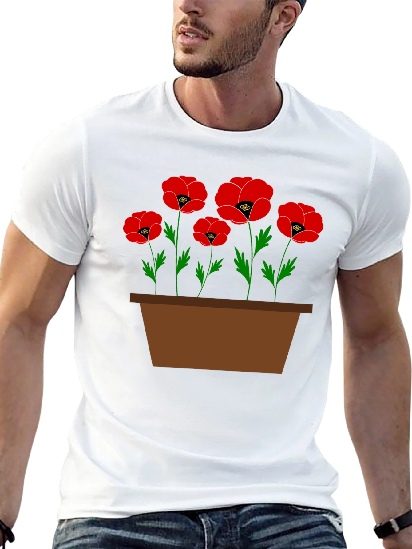 Poppy Flower Pot Graphic T-Shirt