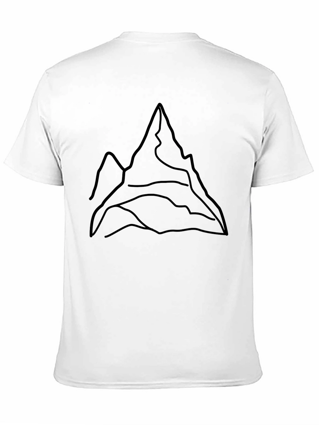 Minimalist Mountain Line Art Black T-Shirt