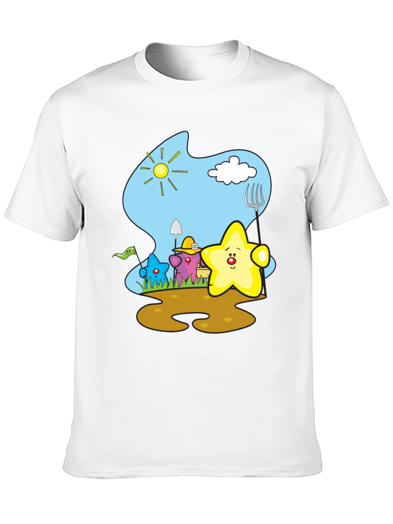 Cute Starry Gardener Black T-Shirt