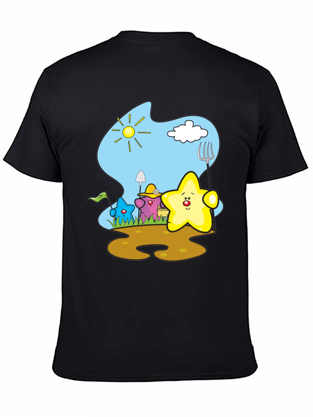 Cute Starry Gardener Black T-Shirt