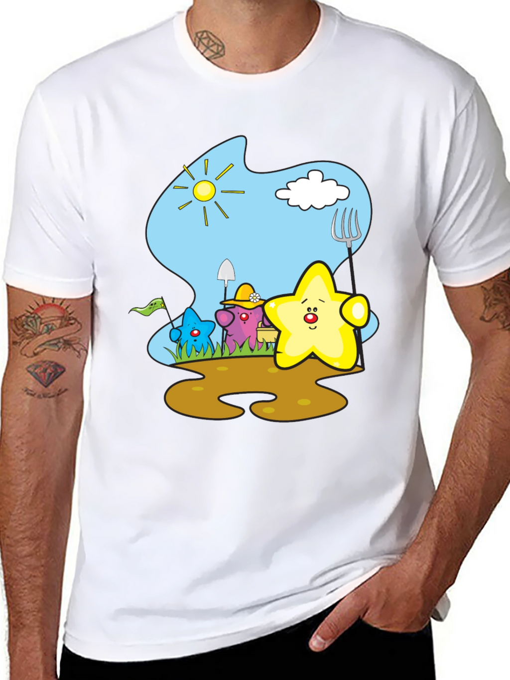 Cute Starry Gardener Black T-Shirt