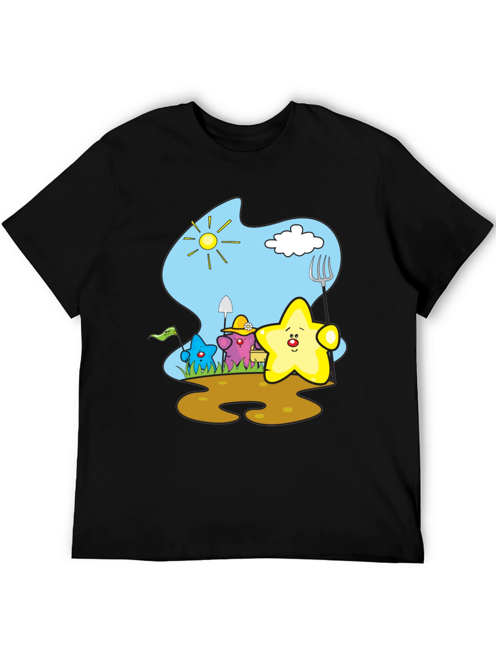 Cute Starry Gardener Black T-Shirt