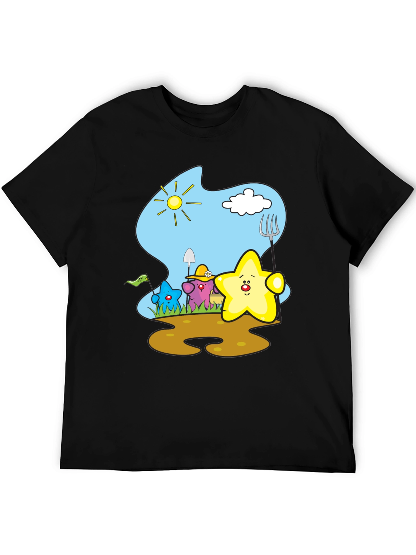 Cute Starry Gardener Black T-Shirt