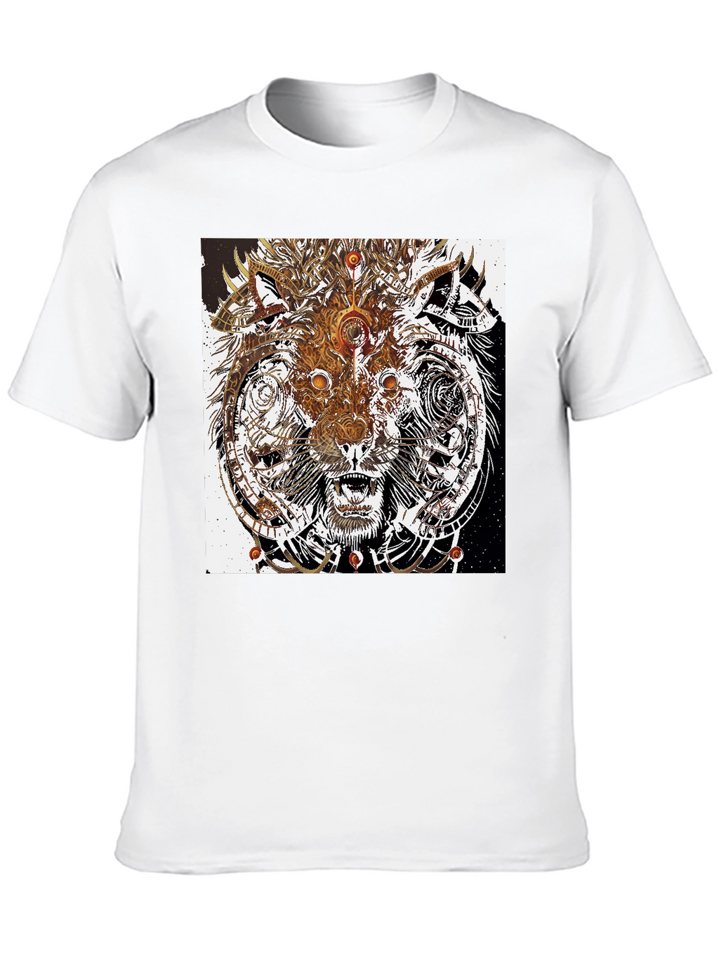 Abstract Wolf Graphic Print Black T-Shirt