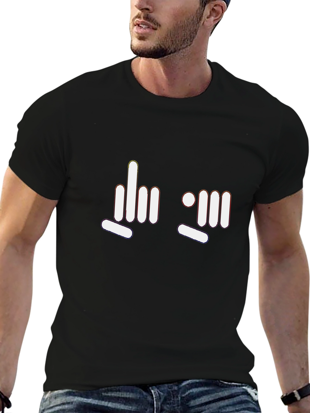 Modern Graphic Tee - Funny Finger Gesture Design