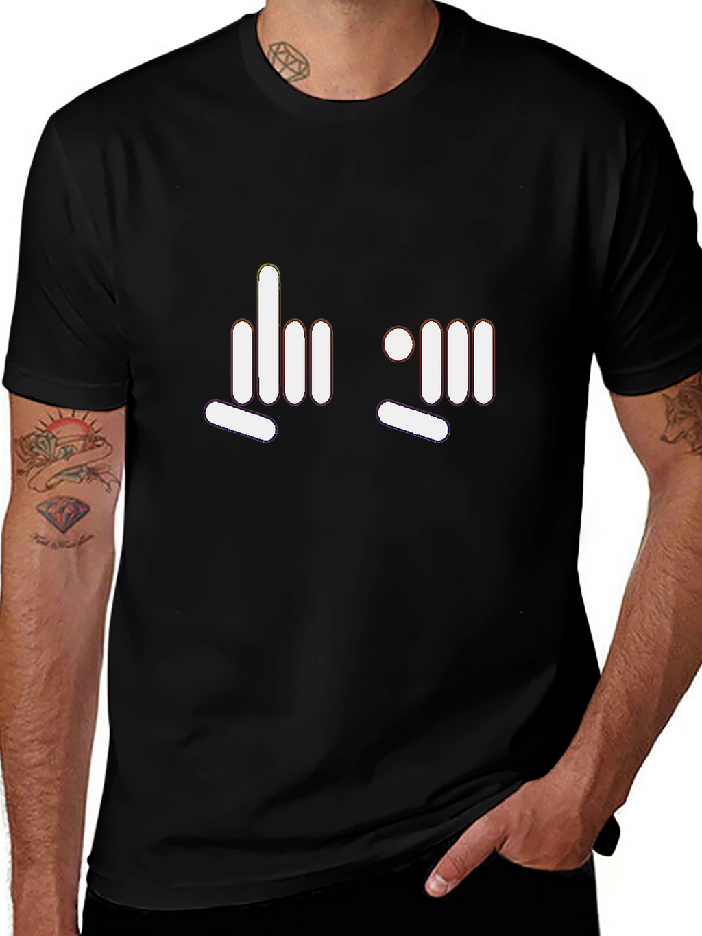 Modern Graphic Tee - Funny Finger Gesture Design