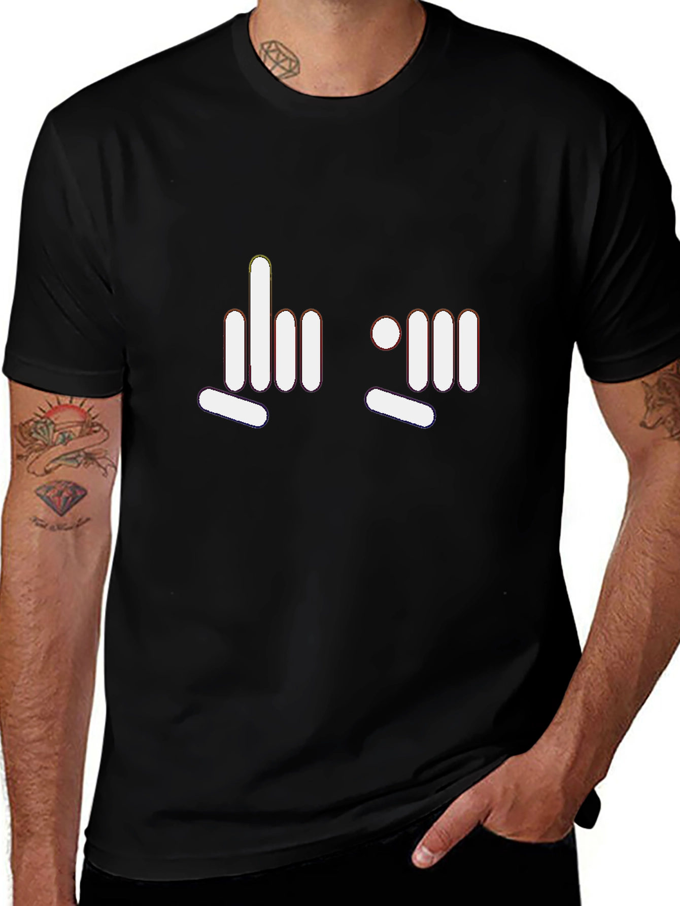 Modern Graphic Tee - Funny Finger Gesture Design