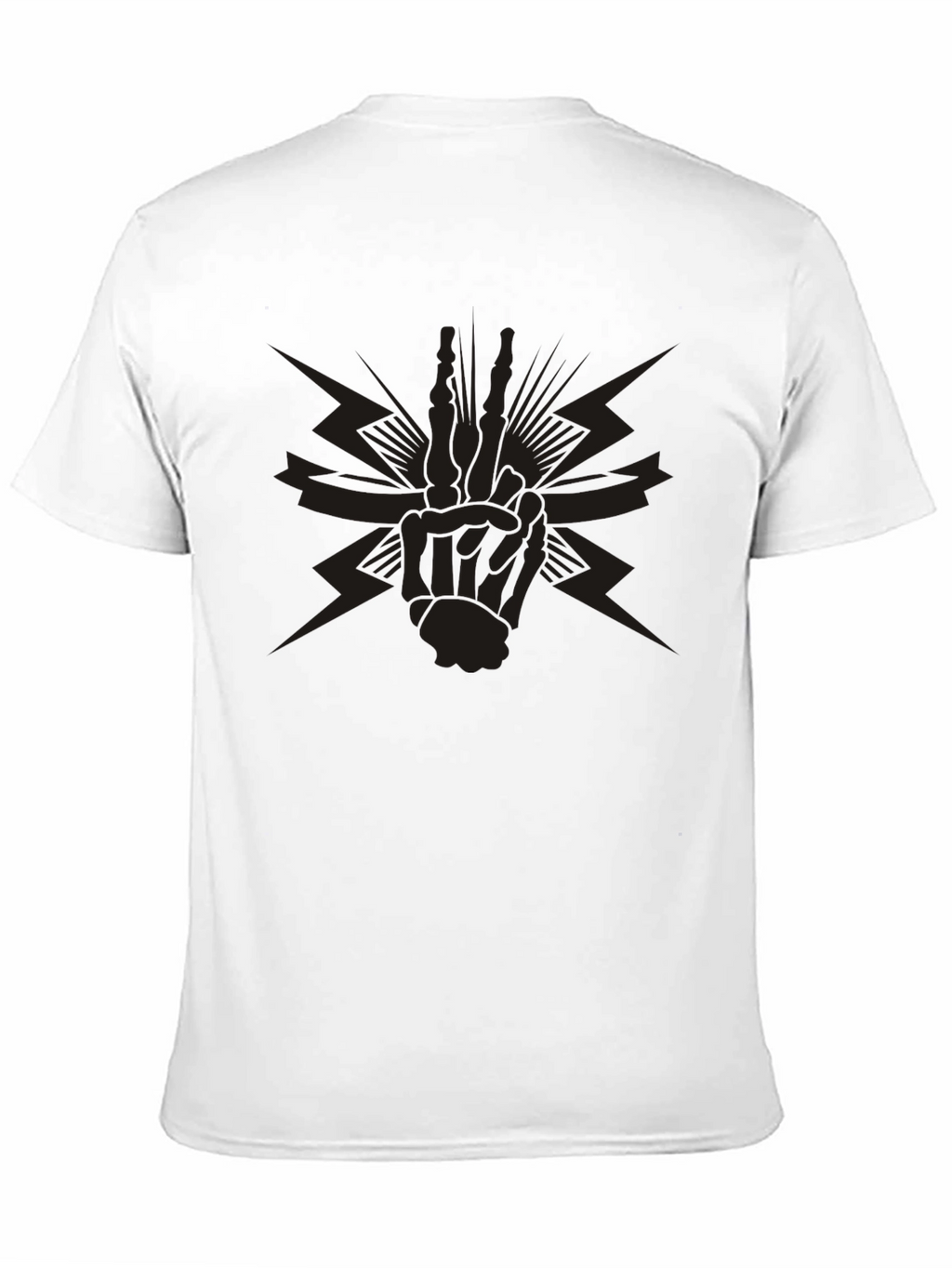 Black Graphic Tee - Skeleton Peace Sign