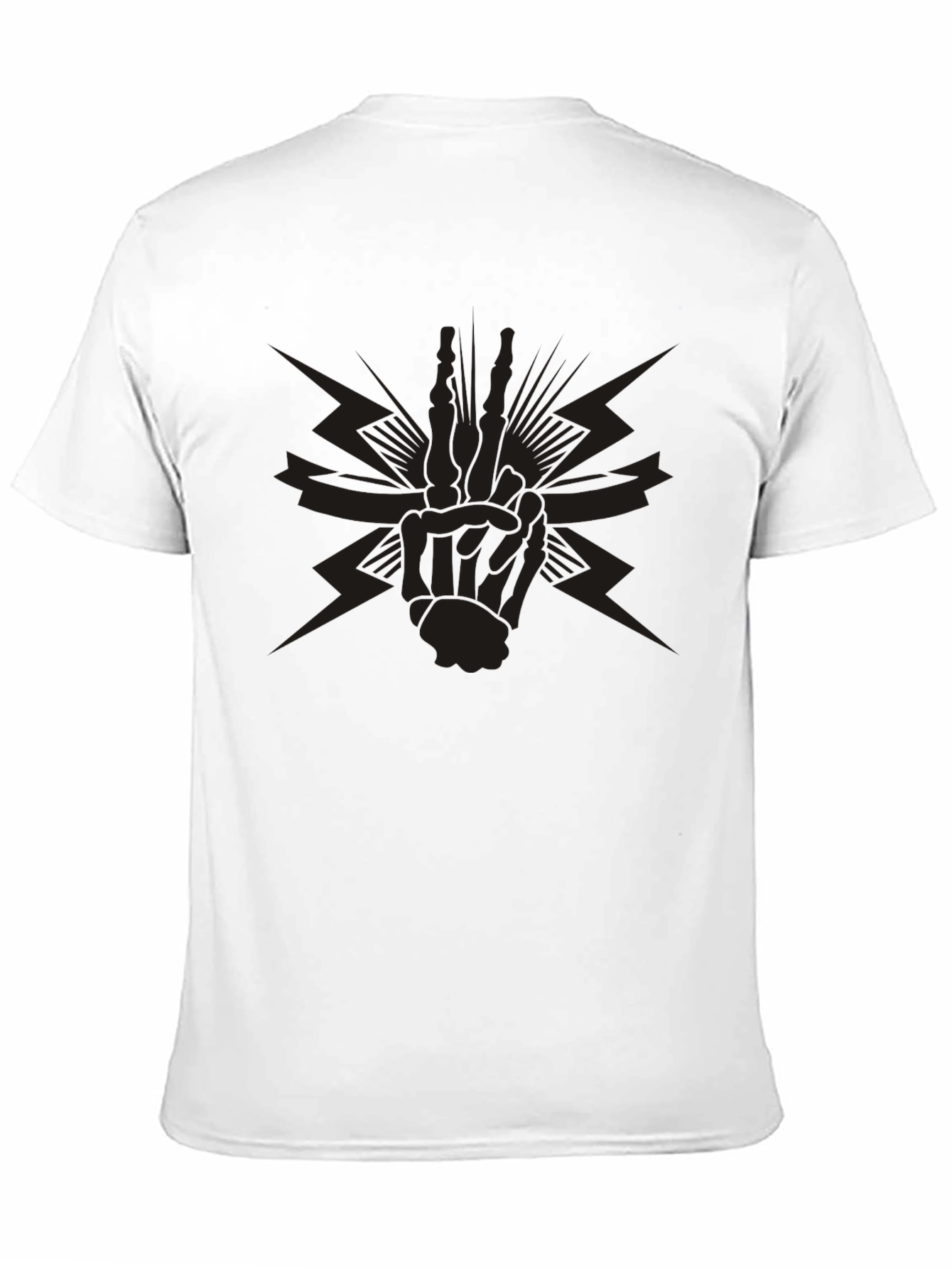 Black Graphic Tee - Skeleton Peace Sign