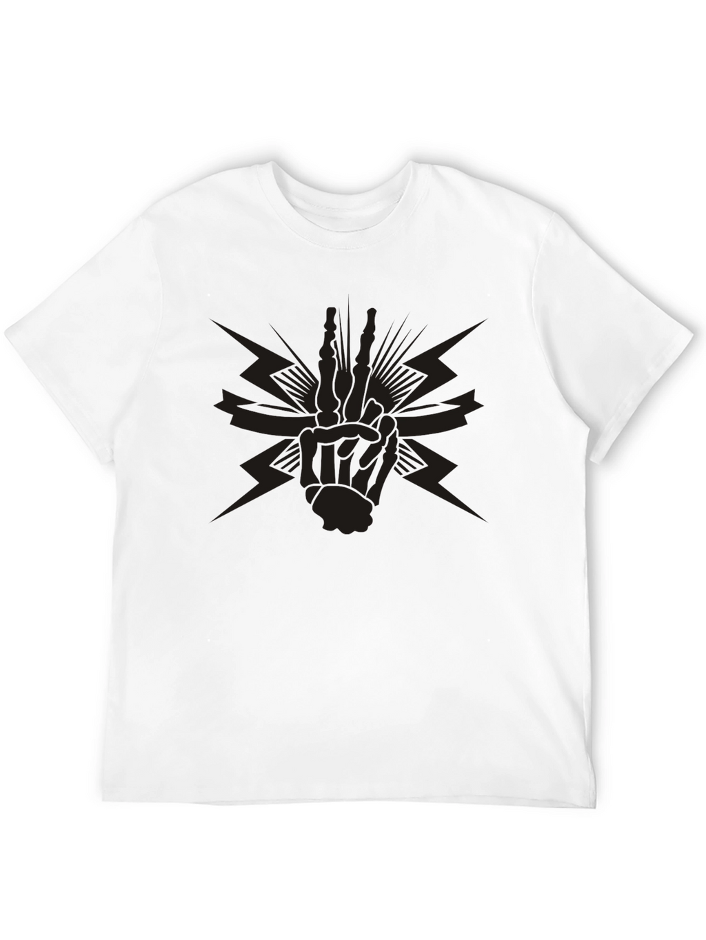 Black Graphic Tee - Skeleton Peace Sign