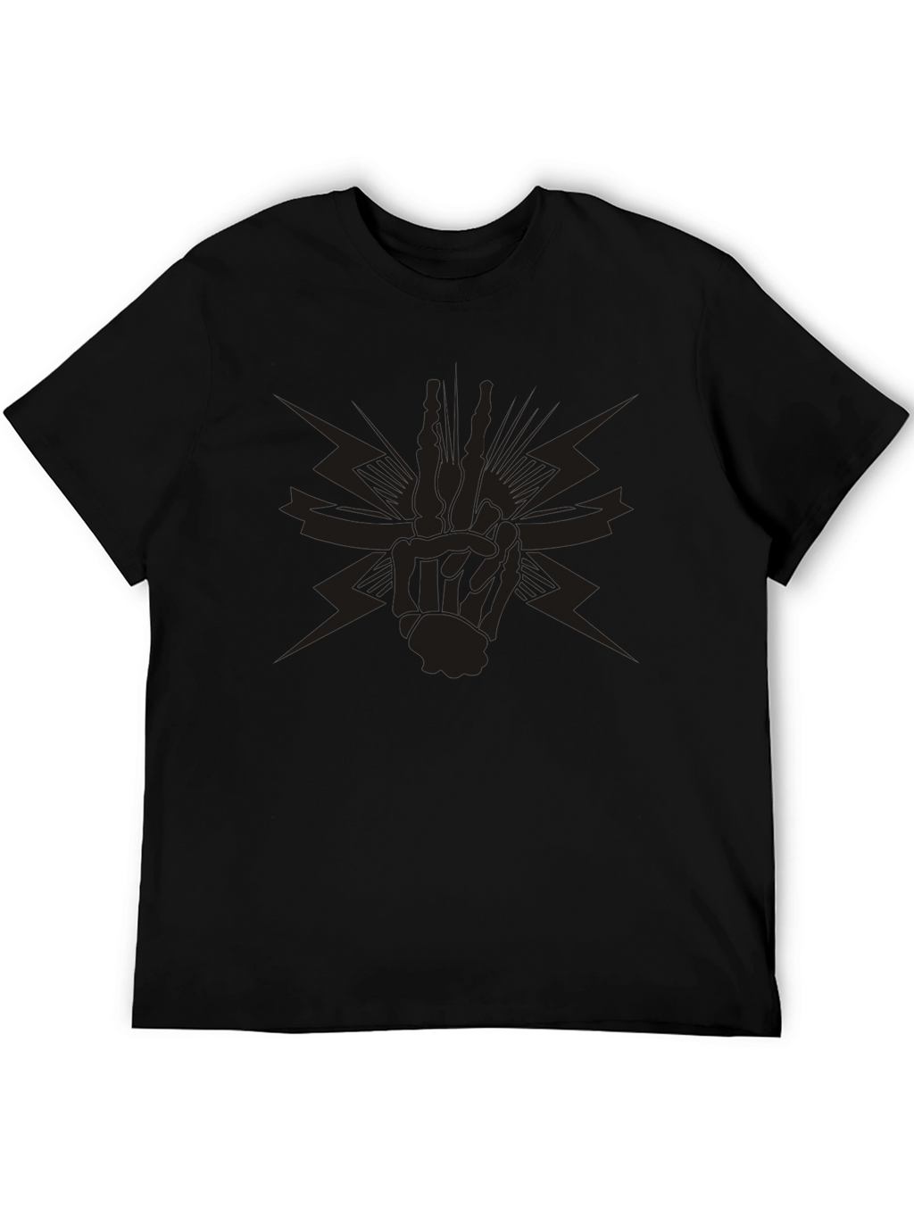 Black Graphic Tee - Skeleton Peace Sign