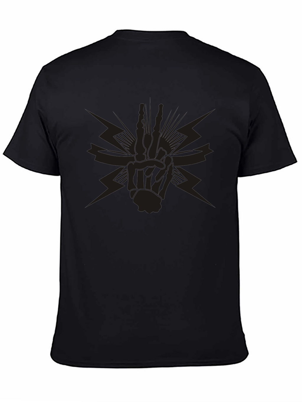 Black Graphic Tee - Skeleton Peace Sign